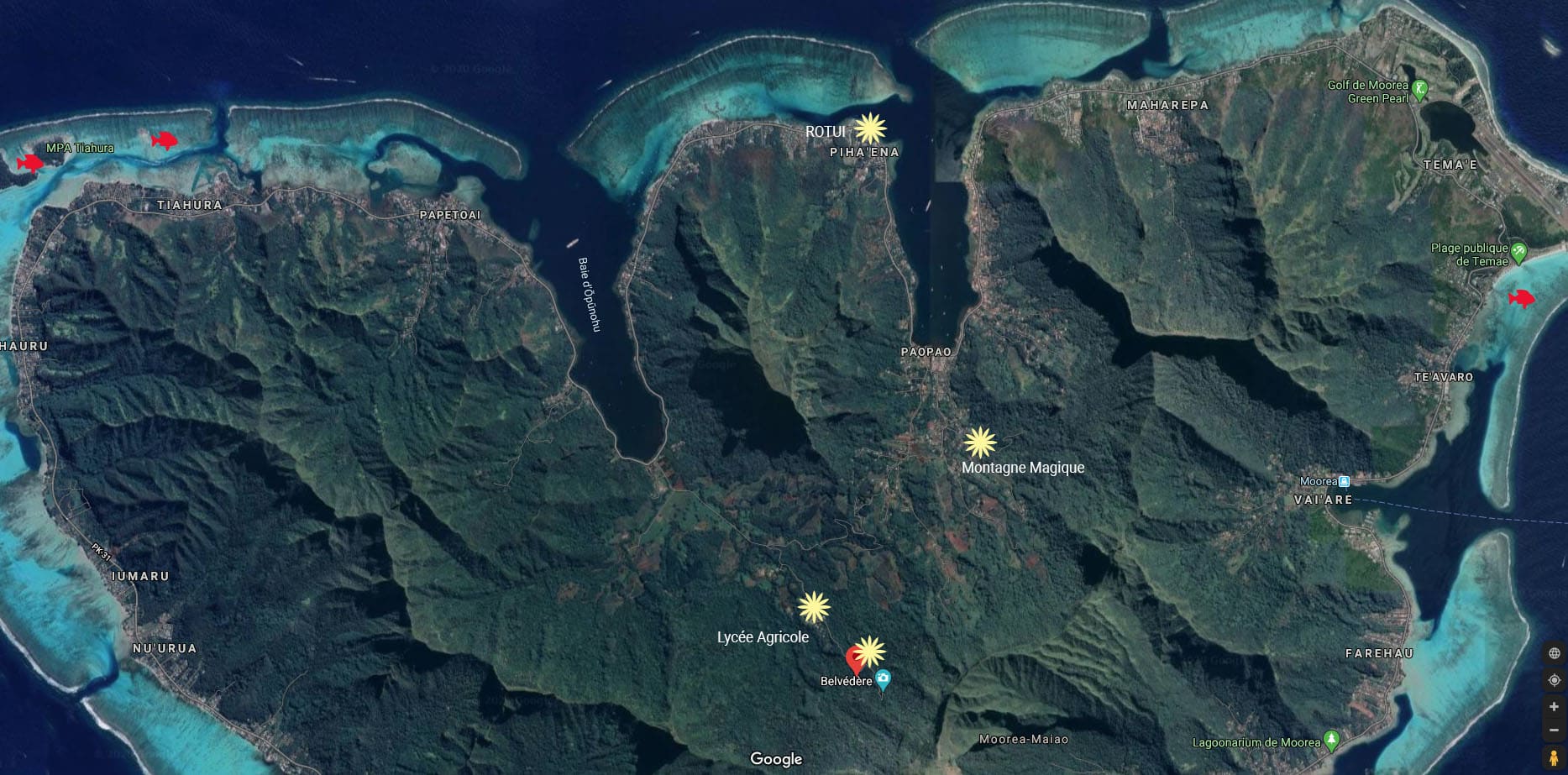 to do to moorea - points of interest - moorea maps