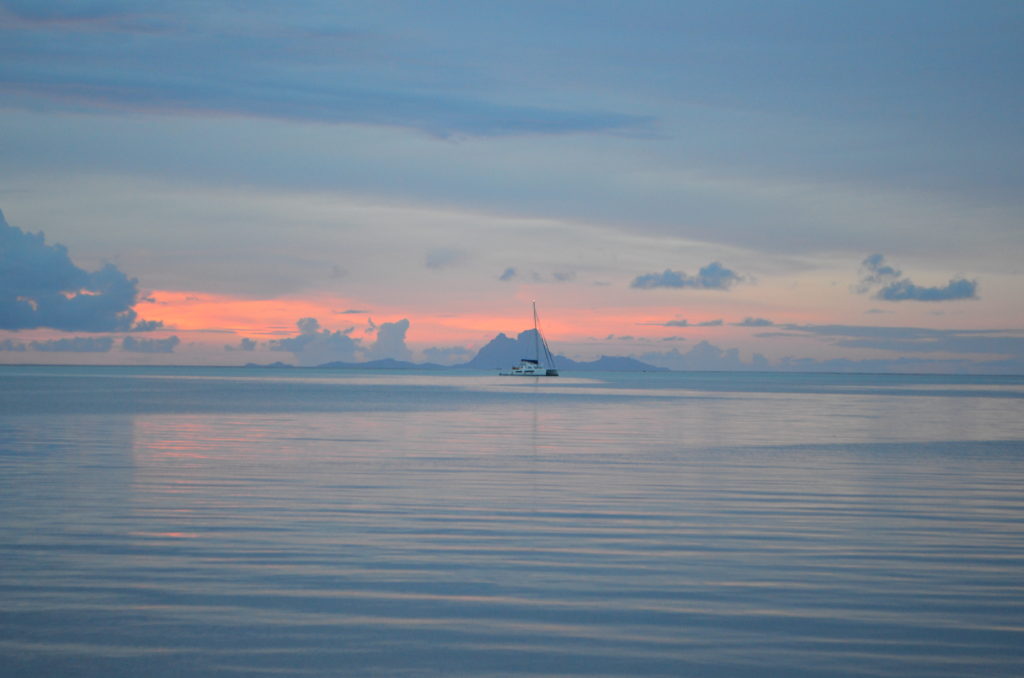  Sunset in Raiatea with Bora Bora in Background
